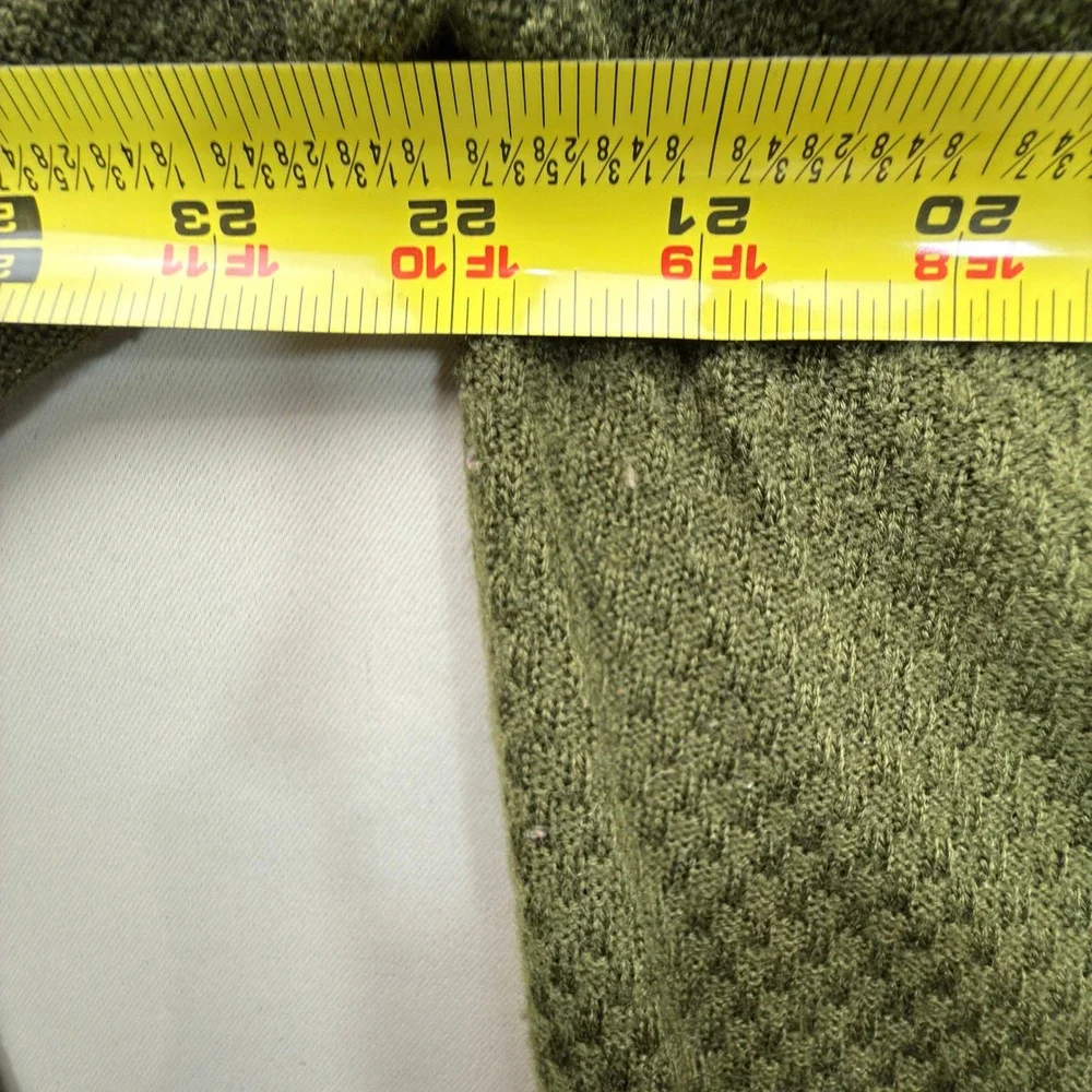 Stacy Adams Sweater Mens Large 1/4 Zip Cable Knit Olive Green Elbow Patch